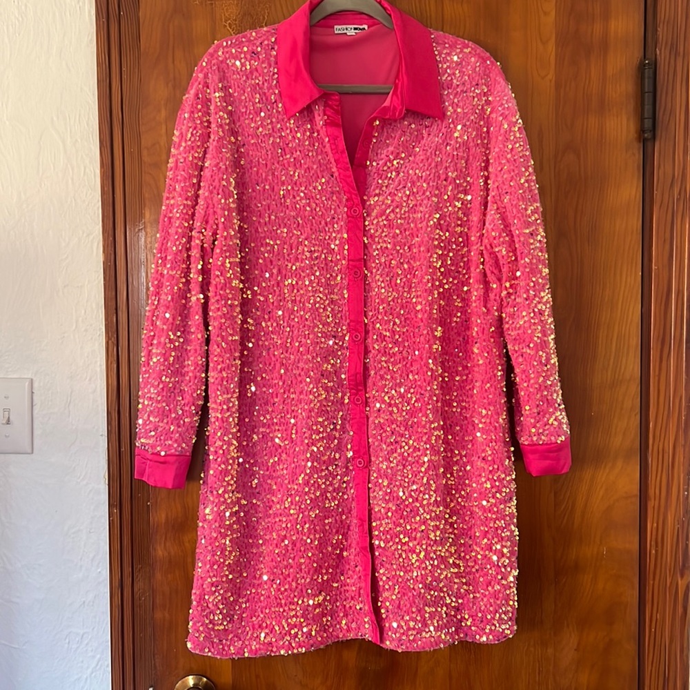 Sequin button up dress